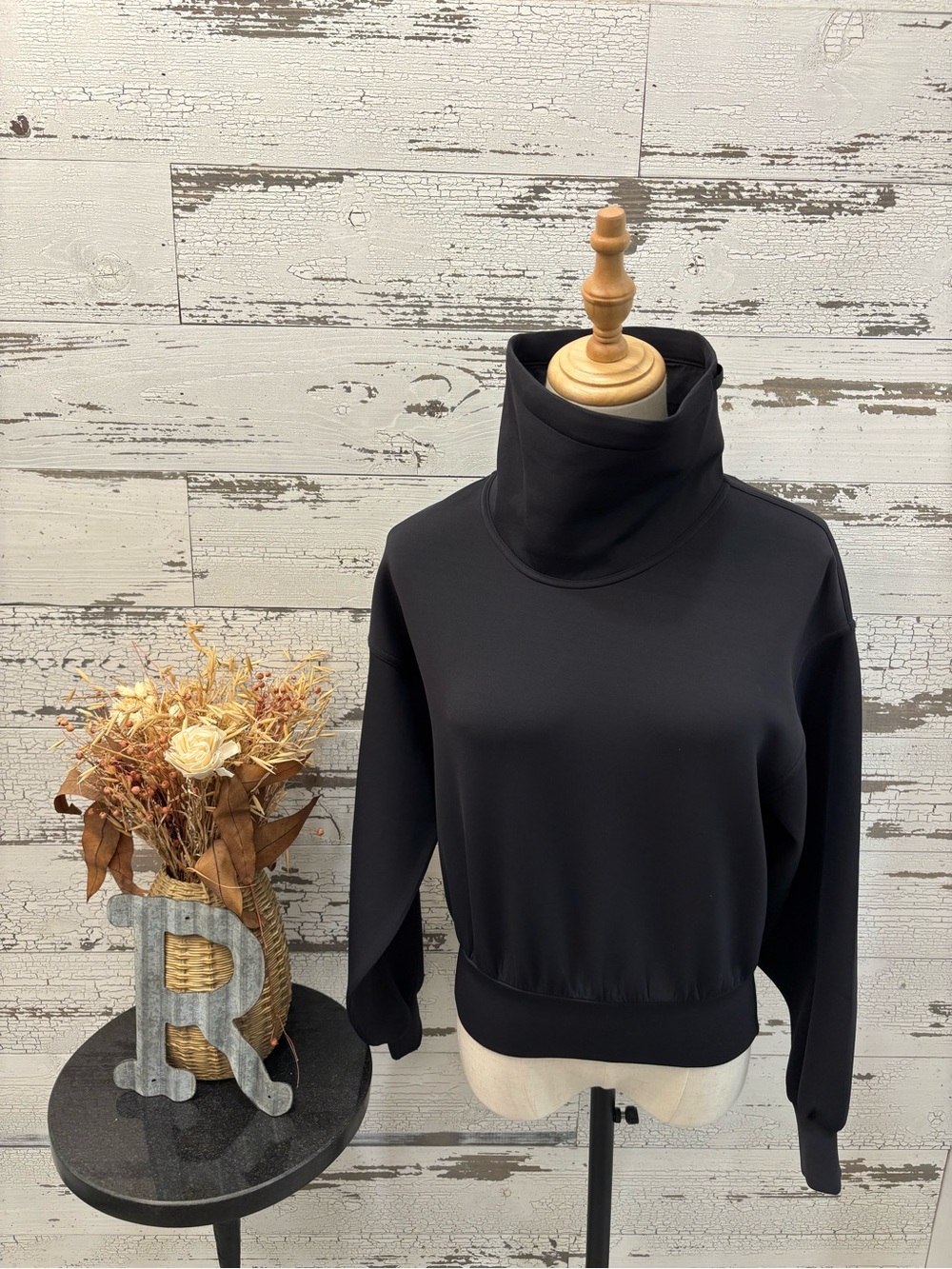 Lululemon Crop Black Funnel Neck Pullover